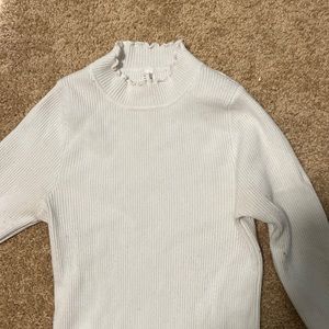 White Long Sleeve Skin Tight Mock Turtleneck Top